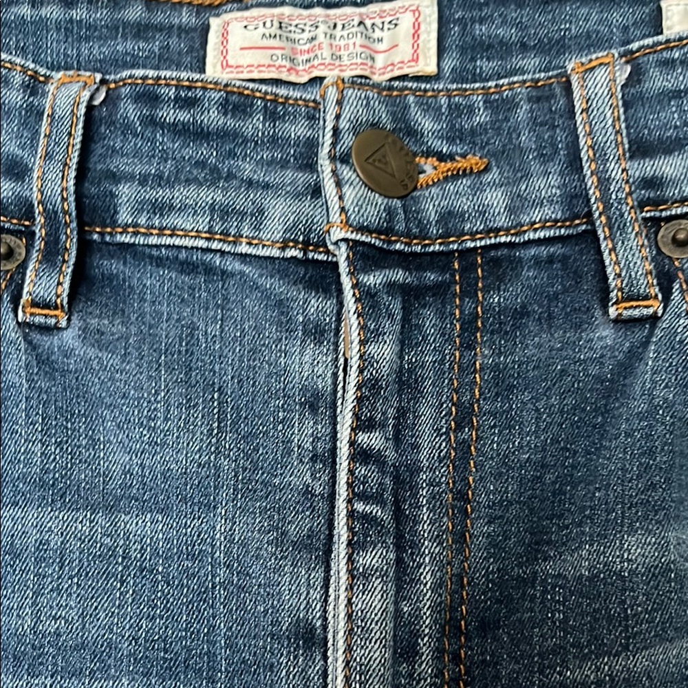 Guess High Rise Blue Jeans with Tapered Zippered Leg - Picture 10 of 16